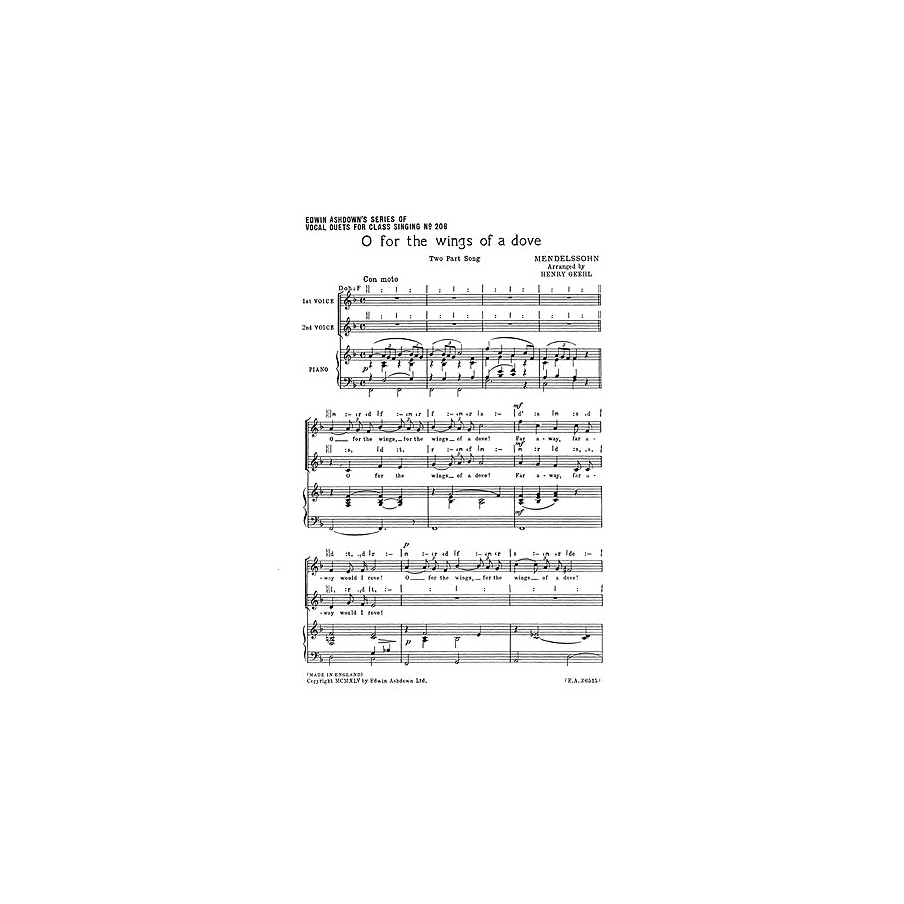 Bartholdy, Felix Mendelssohn - O For The Wings Of A Dove