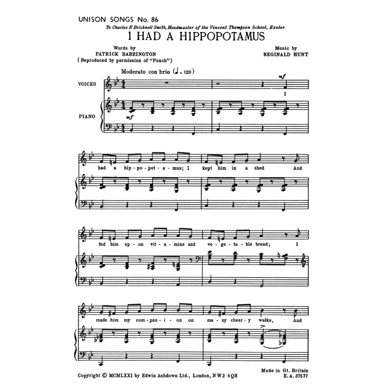 Hunt, Reginald - I Had A Hippopotamus