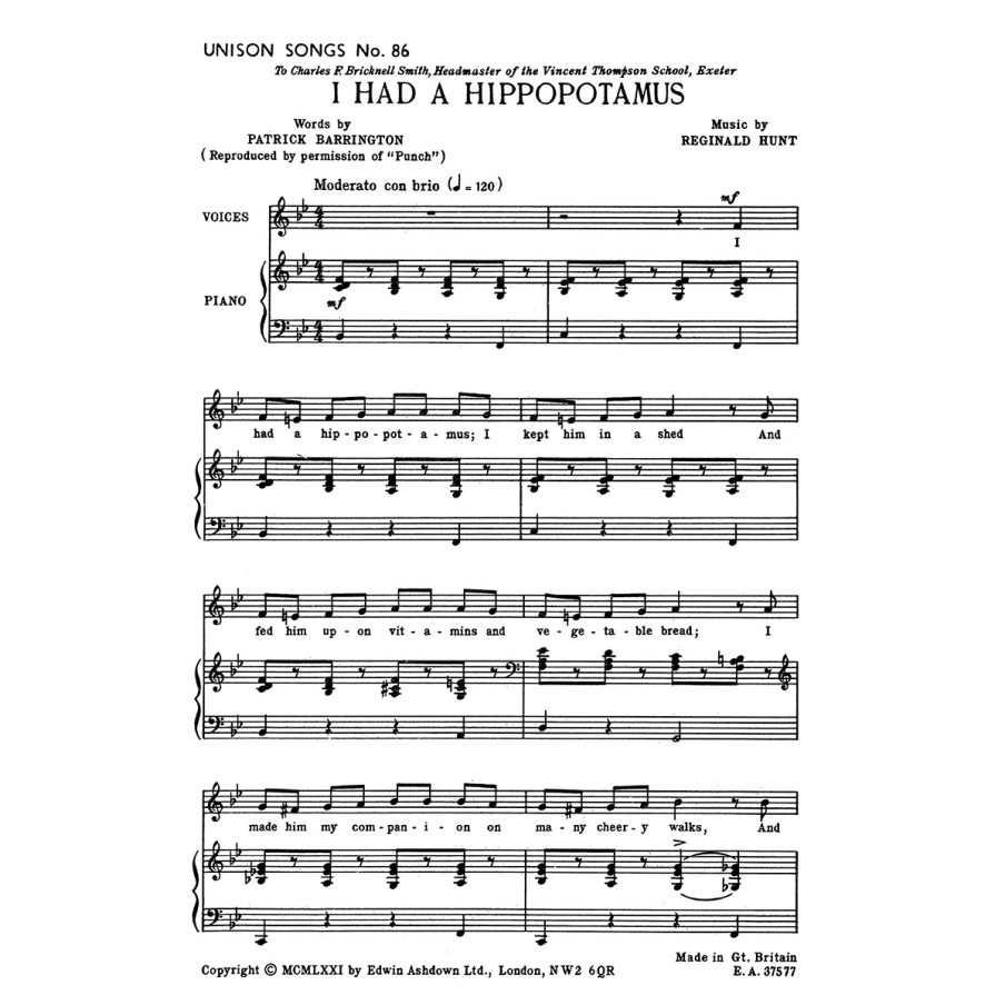 Hunt, Reginald - I Had A Hippopotamus
