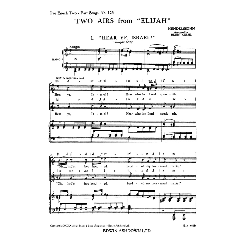 Bartholdy, Felix Mendelssohn - Two Airs From Elijah