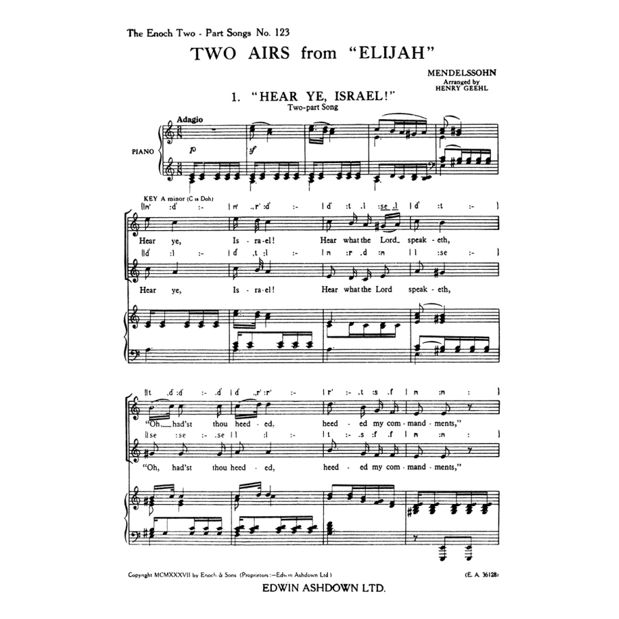 Bartholdy, Felix Mendelssohn - Two Airs From Elijah