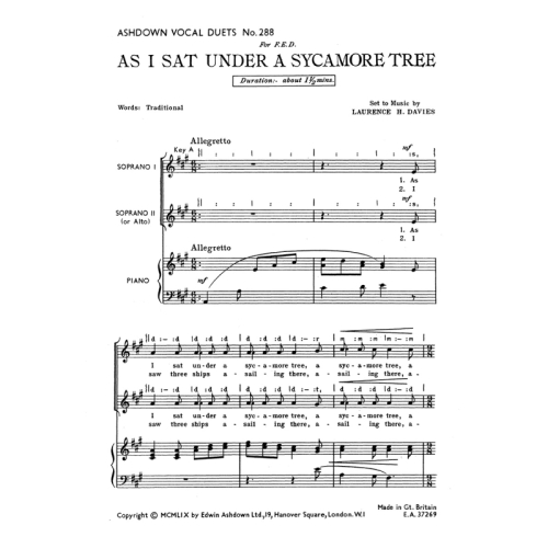 As I Sat Under A Sycamore Tree
