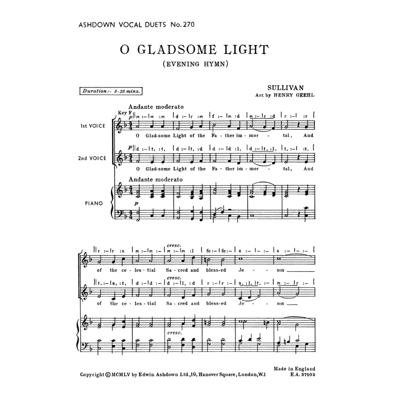 Sullivan, Arthur - O Gladsome Light
