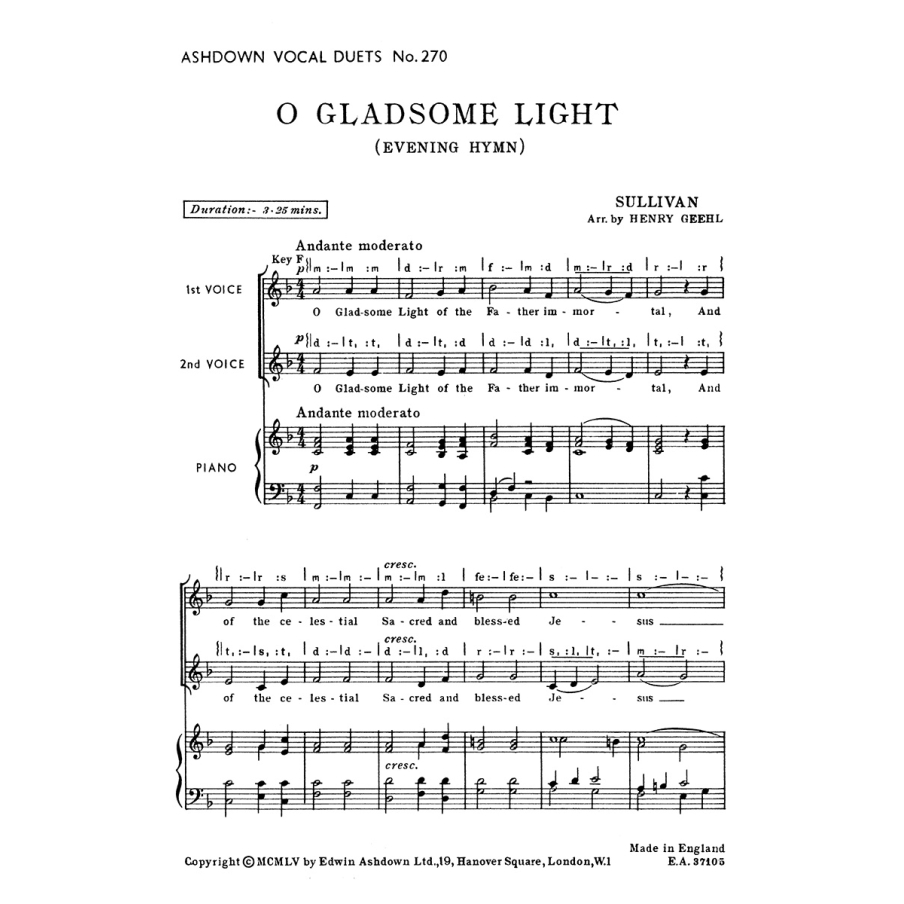 Sullivan, Arthur - O Gladsome Light