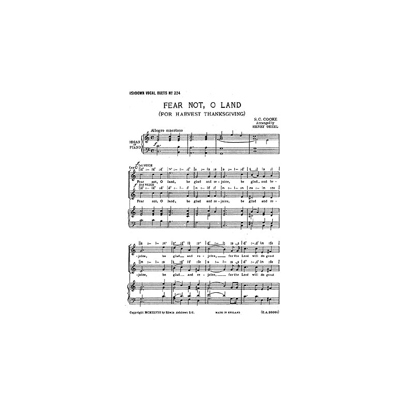 Cooke, S.C. - Fear Not, O Land
