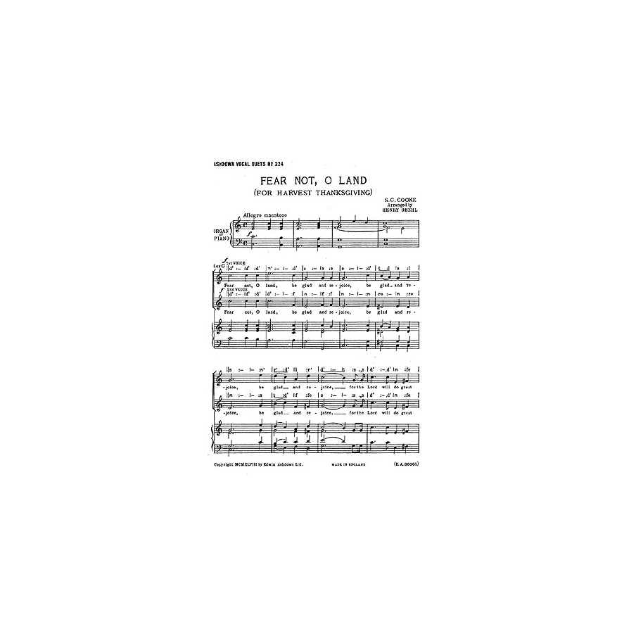 Cooke, S.C. - Fear Not, O Land