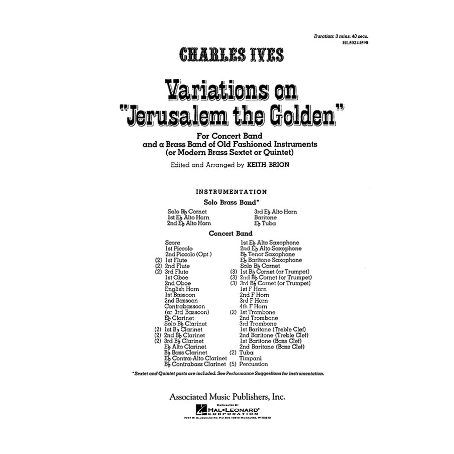 Variations on Jerusalem the Golden