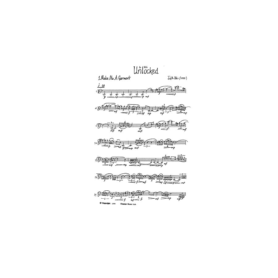 Weir, Judith - Unlocked For Solo Cello