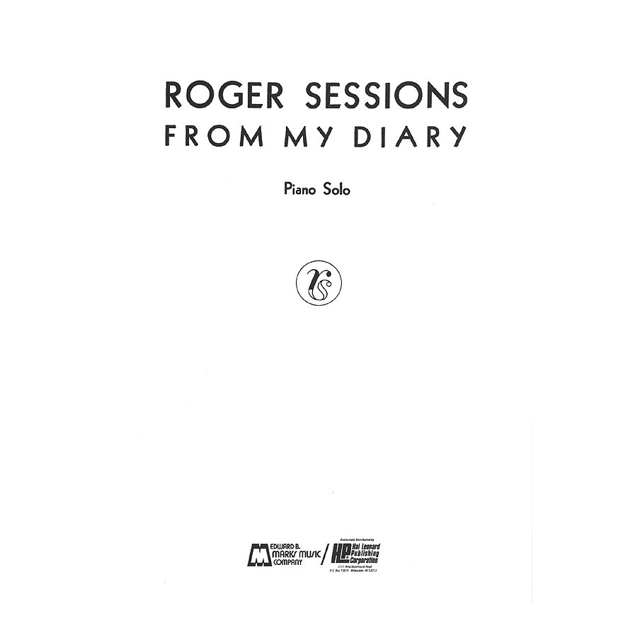 Sessions, Roger - From My Diary