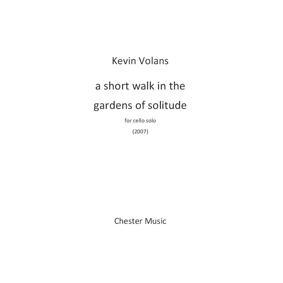 Volans, Kevin - A Short Walk In The Gardens Of Solitude