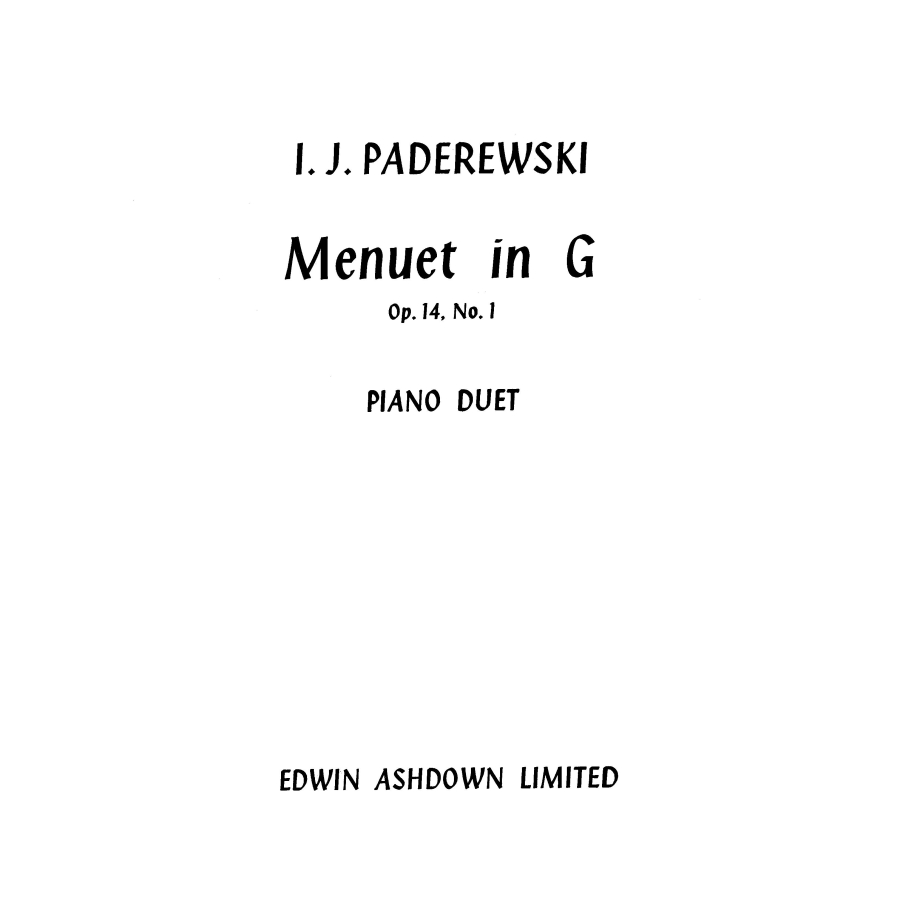Paderewski, Ignacy Jan - Minuet In G Op. 14 No. 1
