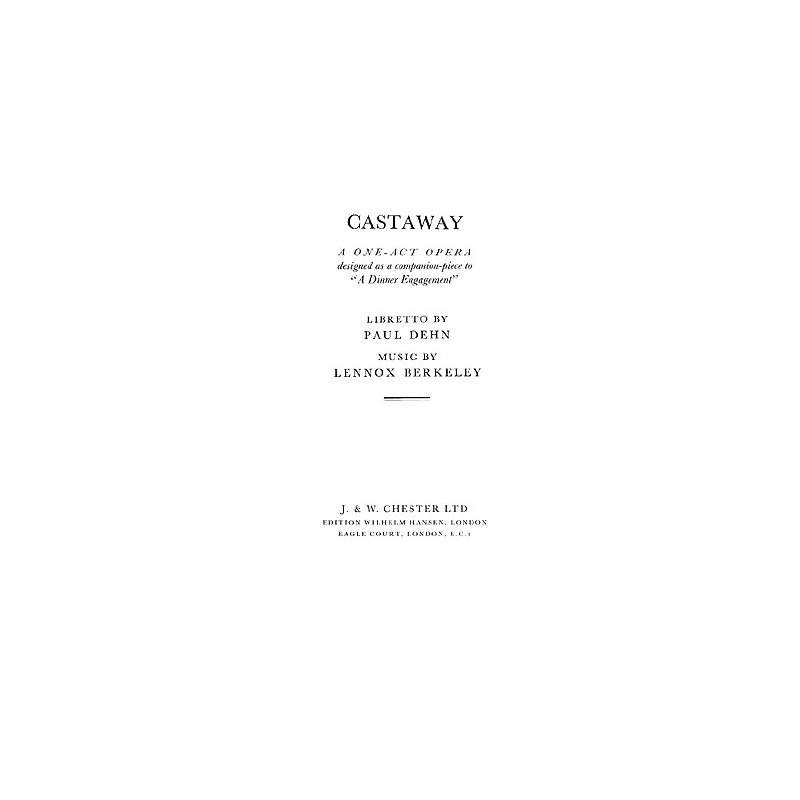 Lennox Berkeley - Castaway Op.68 (Libretto)