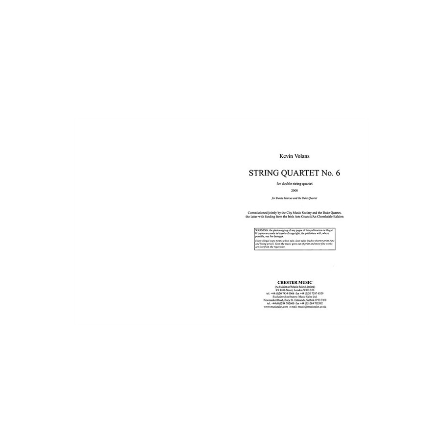 Volans, Kevin - String Quartet No. 6