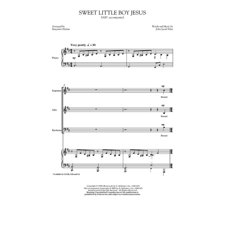 Niles, John Jacob - Sweet Little Boy Jesus