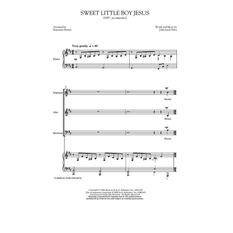 Niles, John Jacob - Sweet Little Boy Jesus