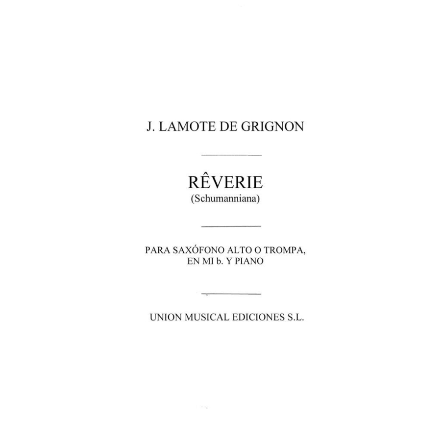 Lamote De Grignon: Reverie (Bayer) for Alto Sax and Piano