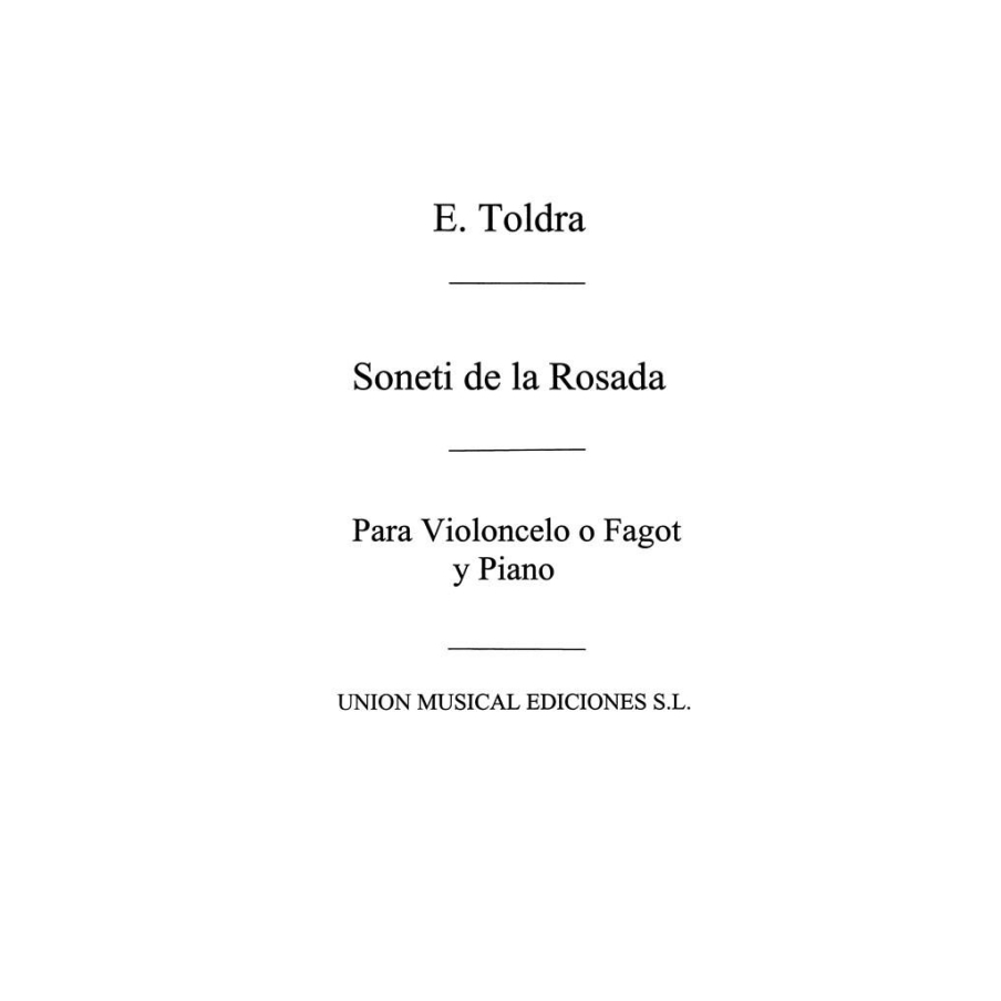 Toldra: Soneti De La Rosada (Amaz) for Cello and Piano