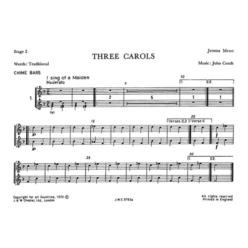 Coath, John - Three Carols Junior Music Stage 2