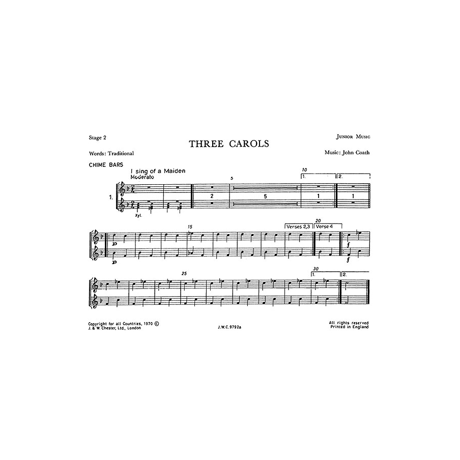 Coath, John - Three Carols Junior Music Stage 2
