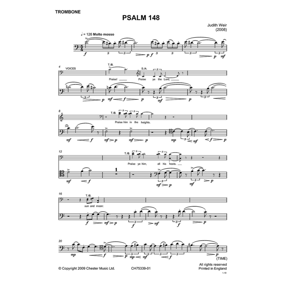 Weir, Judith - Psalm 148 (Trombone Part)