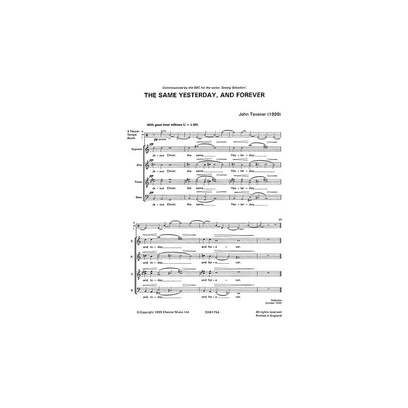 Tavener, John - The Same Yesterday, Today And Forever