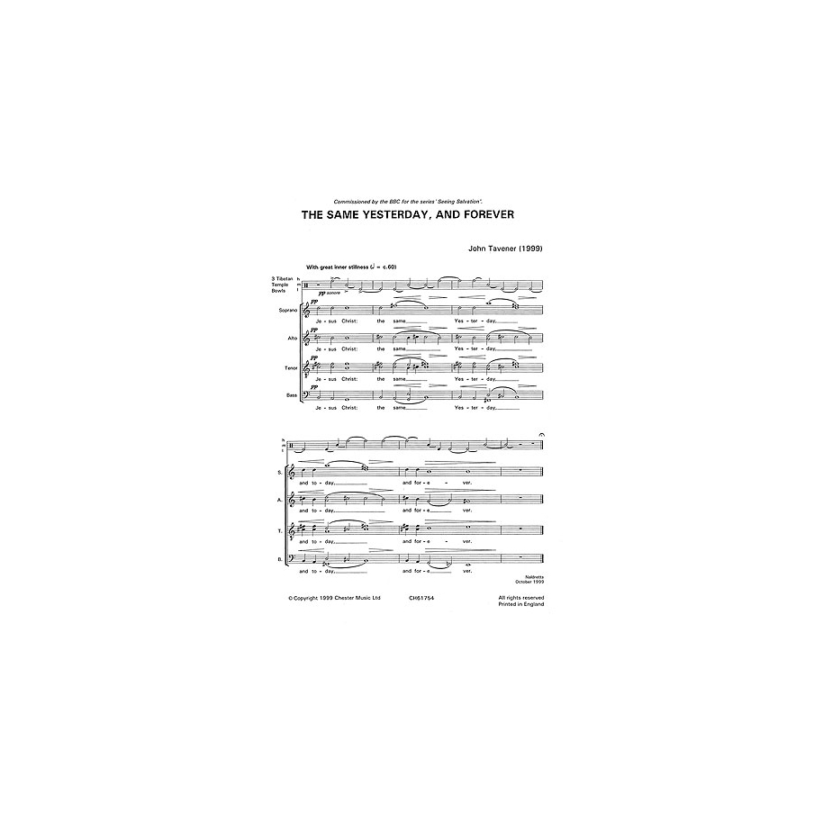 Tavener, John - The Same Yesterday, Today And Forever