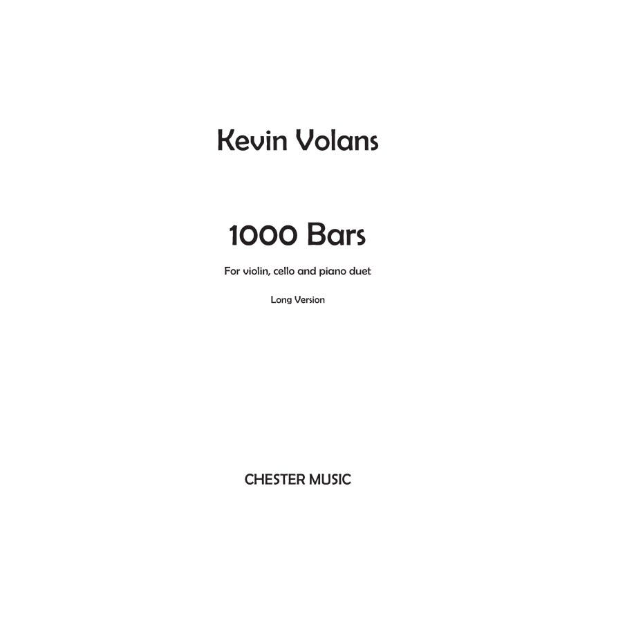 Volans, Kevin - 1000 Bars (Long Version)