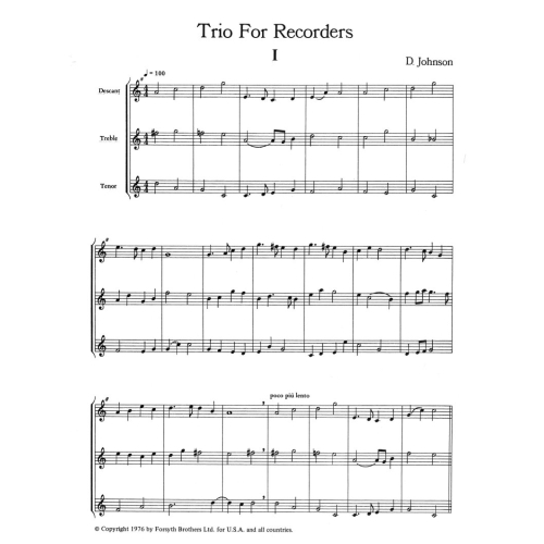 Trio for Recorders - Johnson, David