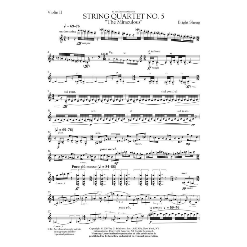 Sheng, Bright - String Quartet No. 5 The Miraculous