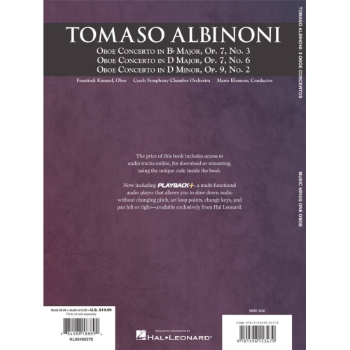 Albinoni, Tomaso - Oboe Concerti B-flat, Op. 7 No. 3-D Major, Op. 7