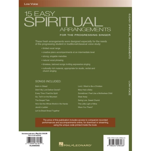 15 Easy Spiritual Arrangements (Low Voice)