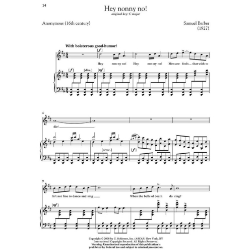 Samuel Barber - 10 Selected Songs