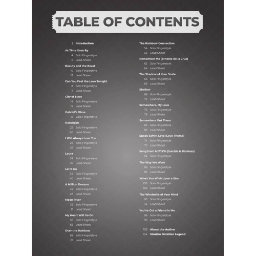 Movie Songs for Solo Fingerstyle Ukulele
