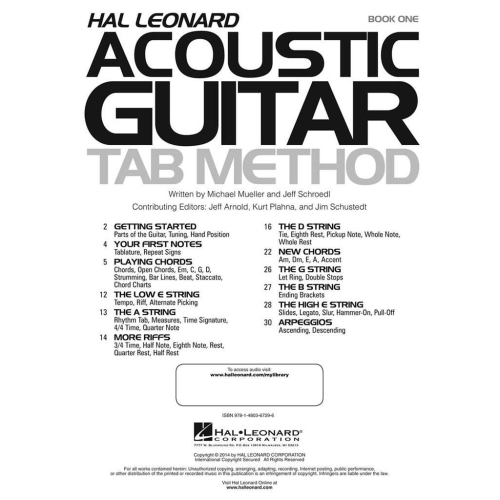Hal Leonard Acoustic Guitar Tab Method - Book 1
