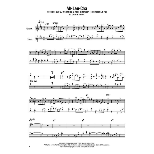 Cannonball Adderley: Omnibook - For E Flat Instruments