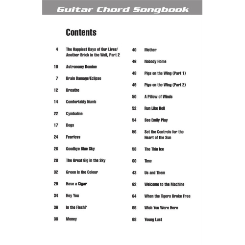 Pink Floyd - Guitar Chord Songbook