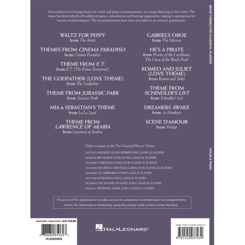 Movie Themes for Classical Players - Violin