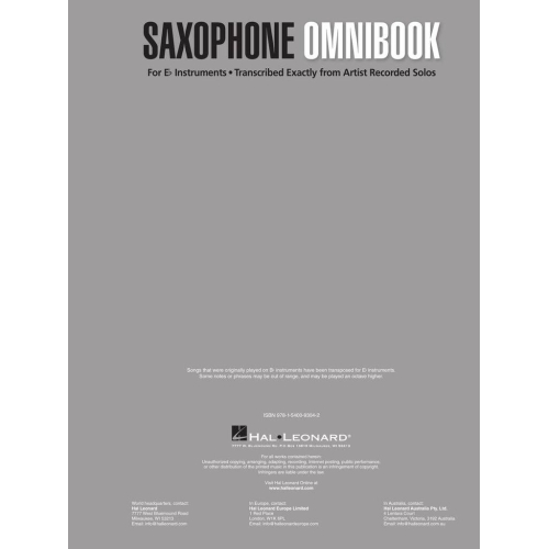 Saxophone Omnibook for E-Flat Instruments