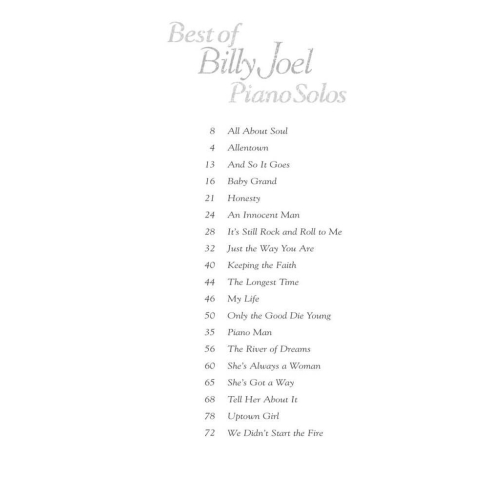 Best Of Billy Joel Piano Solos