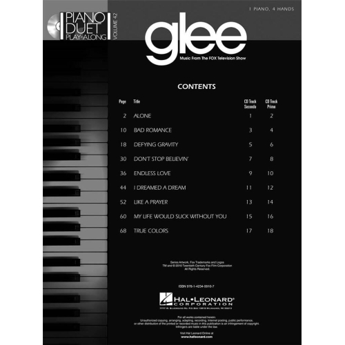 Glee: Piano Duet Play-Along (Book/CD)