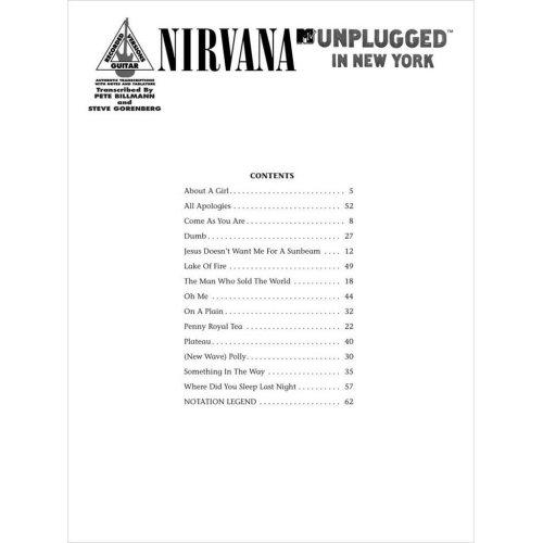 Nirvana: Unplugged In New York - TAB