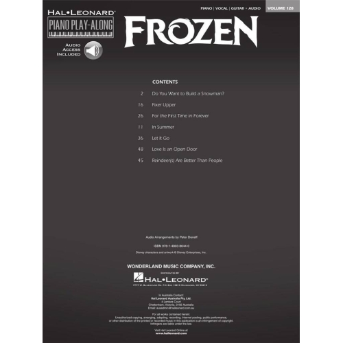 Frozen: Hal Leonard Piano Play-Along