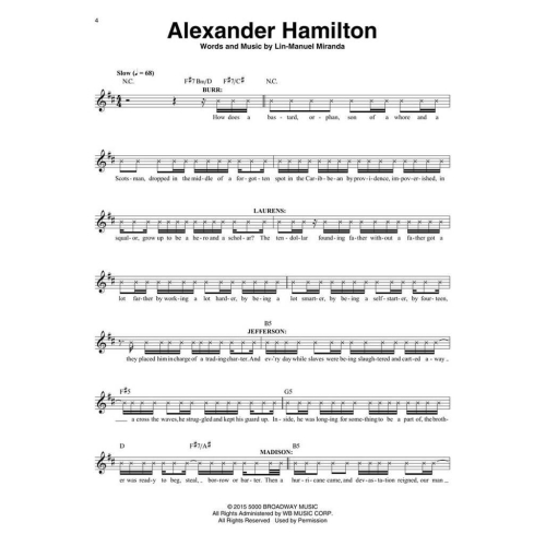Hamilton - 10 Selections from the Hit Musical