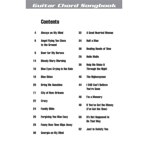 Nelson, Willie - Guitar Chord Songbook