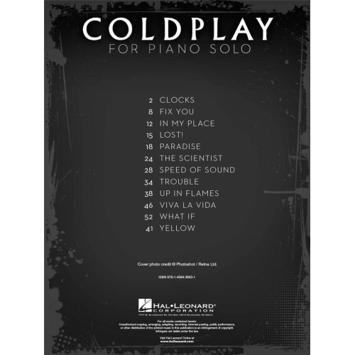 Coldplay For Piano Solo