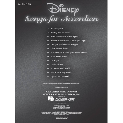 Disney Songs for Accordion - 3rd Edition