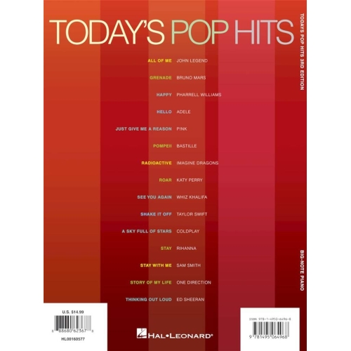 Today's Pop Hits - 3rd Edition (Big Note Piano)