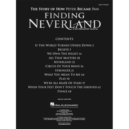 Finding Neverland - Easy Piano Selections