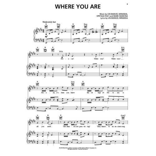 Moana: Piano-Vocal-Guitar Songbook