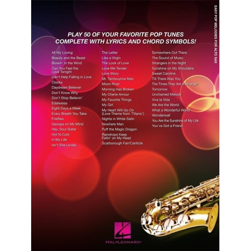 Easy Pop Melodies For Alto Saxophone -